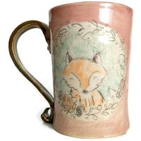 Handgemachte Keramik Fuchs Tasse, Woodland Buddy Pottery Kaffeetasse, Handgezeichnetes Süßes Tier Trinkgeschirr Handgemachte Keramik Fuchs Tasse, Woodland Buddy Pottery Kaffeetasse, Handgezeichnetes Süßes Tier Trinkgeschirr von AshleyBethPottery