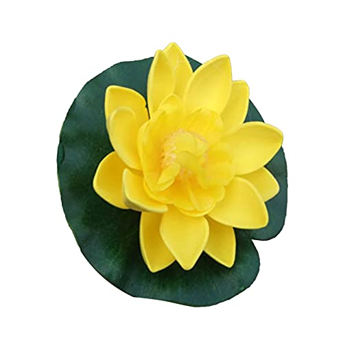 Ashleyzj Schwimmende Lotusblumen künstliche Seerosen, schwimmend, 10 cm, künstliche Seerosen, wasserfest, schwimmend, als Dekoration für Haus, Garten, Pool, Teich, Aquarium (Yellow, One Size) von Ashleyzj