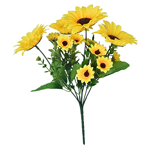 Künstliche Sonnenblumen Kunstblumen Sunflowers Seidenblumen Sonnenblume Deko Künstliche Sonnenblumen, Langer Stiel Seide Sonnenblumen Künstlich Dekoration für Outdoor Zuhause Geburtstag Party Gelb von Ashleyzj