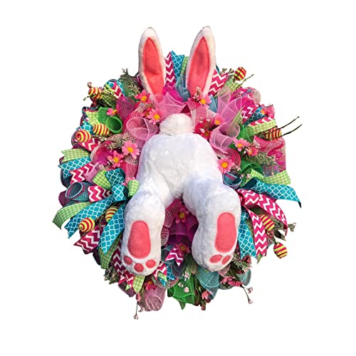 Türkranz Ostern Osterhase Osterdekoration Ostertür Dekorationen, Stylische Hase Hintern Wandbehang Dekoration Blumenkranz Tisch Kranz Osterkranz Girlande Ornament für Haustür Wand (E, One Size) von Ashleyzj