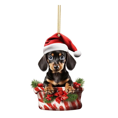 Weihnachten Acryl Hunde Dekorationen für Weihnachtsbaum Dekor Handwerk hängende Dekoration Hängende (C, 9x5x1cm) von Ashleyzj
