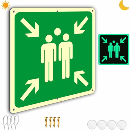Ashoaza 1 Sammelplatz Schild außenbereich Alu din 7010 Hartschaumplatte Sammelstelle Sammelpunkt mit UV, (Cm 20x20), Schutz, Sammelplatz Schild Nachleuchtend außenbereich (Sicherheitsschilder) von Ashoaza