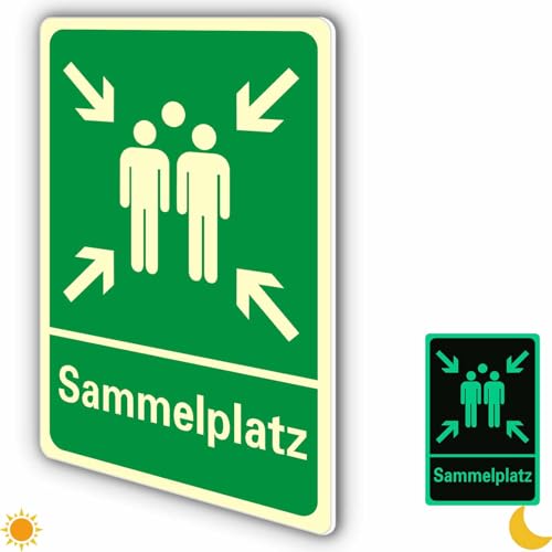 Ashoaza 1 Sammelplatz Schild din 7010 aus Stabiler PVC Hartschaumplatte Sammelstelle Sammelpunkt mit UV, (Cm 20x30), Schutz, Sammelplatz Schild Nachleuchtend außenbereich (Sicherheitsschilder) von Ashoaza