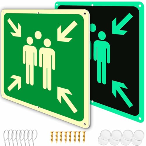 Ashoaza 2 Sammelplatz Schild außenbereich Alu din 7010 Hartschaumplatte Sammelstelle Sammelpunkt mit UV, (Cm 20x20), Schutz, Sammelplatz Schild Nachleuchtend außenbereich (Sicherheitsschilder) von Ashoaza