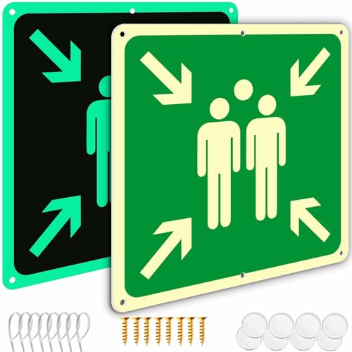 Ashoaza 2 Sammelplatz Schild außenbereich Alu 30x30cm din 7010 Hartschaumplatte Sammelstelle Sammelpunkt mit UV, Sicherheitsschilder, Sammelplatz Schild Nachleuchtend außenbereich von Ashoaza