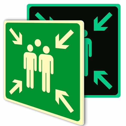 Ashoaza 2 Sammelplatz Schild din 7010 aus Stabiler PVC Hartschaumplatte Sammelstelle Sammelpunkt mit UV, Sicherheitsschilder, Sammelplatz Schild Nachleuchtend außenbereich (Cm 20x20) von Ashoaza