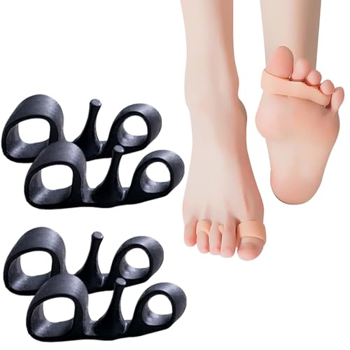 Bodyfeet Aligners Kit,Orthopedic Bunion Corrector Gel,Leg Type Toe Ring,Toe Rubber Ring,Stretcher Toe Separator,Body Feet Alignment Kit,Thin Foot Valgus,Correction Of Foot Shape (Black, 2 Pair) von Ashopfun