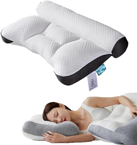 Cervical Support Comfortable Goose Down Pillow - 4D Breathable Skin-Friendly Neck Care Pillow,Memory Foam Pillow for Ergonomic Cervical,Neck Protection Pillow for Side Back Stomach Sleepers (Grey) von Ashopfun