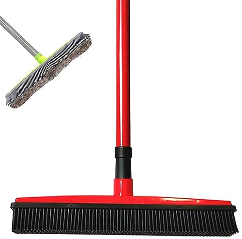 Indigo Pet Hair Remover Broom,Multi-Surface Squeegee Rubber Broom,Rubber Broom Pet Hair Remover,Telescopic Rubber Broom,Pet Hair Removal Broom,Fur Remover Broom with Telescoping Handle (Red) von Ashopfun
