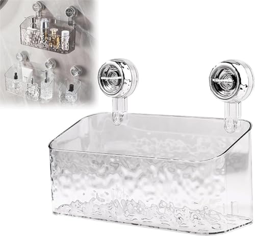 Leichtes Luxus-Regal, Gletscher-Muster, Saugnapf-Regal, Duschkorb, Duschspender, Seifen-Organizer, Eck-Dusch-Caddy, Saugnapf-Duschregale (transparent, L) von Ashopfun