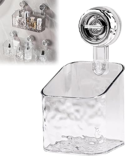 Leichtes, luxuriöses Saugnapfregal mit Gletscher-Muster, 2024 Duschkorb, Duschspender, Seifen-Organizer, Eck-Dusch-Caddy, Saugnapf-Duschregale (transparent, S) von Ashopfun