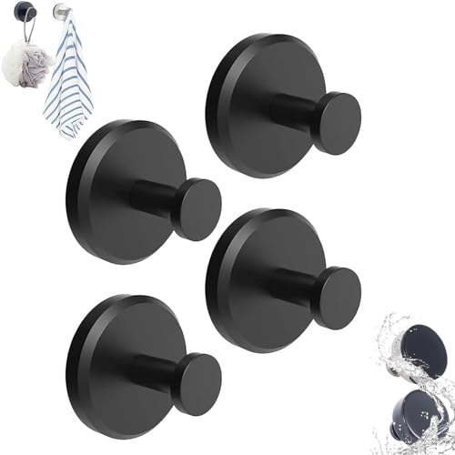 Luxehold No-Drill Hooks,Superhold No-Drill Hooks,Gold Shower Hooks,Shape Grass Suction Cup Hooks,Bathroom Shower Hook,Heavy Duty Suction Cup Hooks for Bathrooms,Kitchens & Bedrooms (Black-4Pcs) von Ashopfun