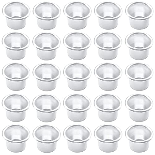 25 Stück Mini Kerzeneinsatz Mini Kerzenhalter Deko Kerzenständer Kerzentüllen Metall Deko Kerzenständer für Baumkerzen Silber Aluminium Kerzenhalter Set Teelichthalter für Stabkerzen und Tafelkerzen von Ashuxxn