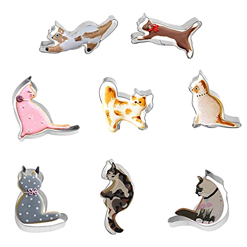 8 Stück Katze Plätzchenausstecher Edelstahl Keksausstecher Katze Set Ausstechform Katze Set Keksausstecher Katze Set Tier Kätzchen Katze Keks Set für DIY Kekse Weiche Süßigkeiten Kleine Desserts von Ashuxxn
