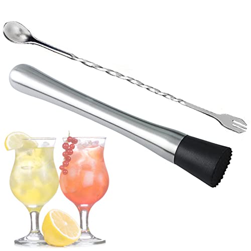 Ashuxxn Cocktail Stößel & Mixer-Set aus Edelstahl & Nylon - 2 Stück - Silber - Barwerkzeug - Bar & Cocktail Accessories - 3312051, 10363131 von Ashuxxn