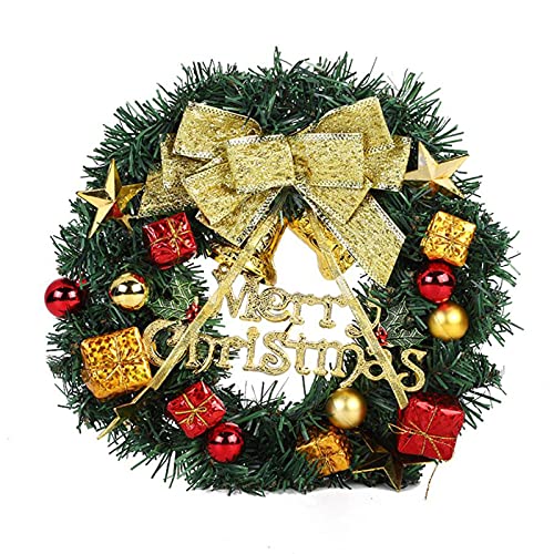 Türkranz Weihnachten Weihnachtsdeko Kranz Weihnachtskranz Christmas Wreath Weihnachtsgirlande mit Glocken Weihnachten Türkranz mit Kugel Schleife Door Wall Hanging Wreath Ornament for Party Home 30cm von Ashuxxn