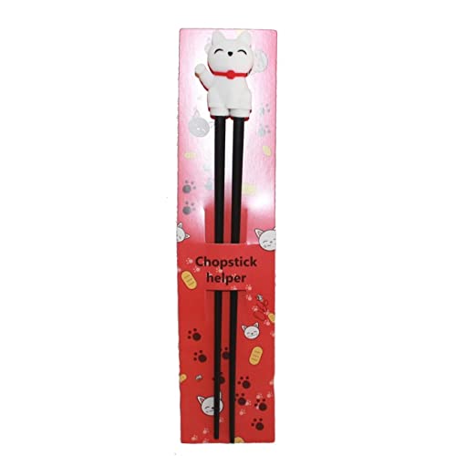 AAF Nommel ® Essstäbchen Chopsticks + 1 Clip Essstäbchenhelfer aus Gummi, Motiv Katze, Nr. 066 von AAF Nommel