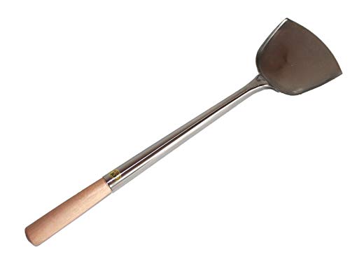 Asia Art Factory AAF Nommel ® Wokspahtel Wok Kelle Pfannenwender flach, Edelstahl 52 cm lang, Nr. 011 von Asia Art Factory