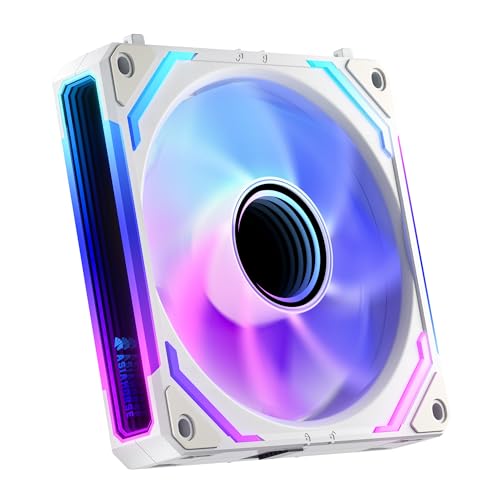 AsiaHorse COSMIQ RGB PC Lüfter 120MM Reverse Gehäuselüfter, ARGB Daisy Chain PC Lüfter [Infinity Mirror] [FDB] 2000 RPM/68,5 CFM/24 LEDS 4 Pin PWN & 5V 3Pin ARGB mit Controller. Weiß von AsiaHorse