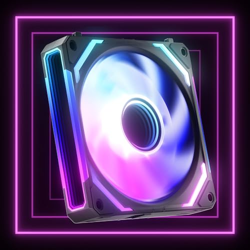 AsiaHorse COSMIQ RGB PC Lüfter 120MM Gehäuselüfter, ARGB Daisy Chain PC Lüfter [Infinity Mirror] [FDB] 2000 RPM/68,5 CFM/24 LEDS 4 Pin PWN & 5V 3Pin ARGB mit Controller. Schwarz von AsiaHorse