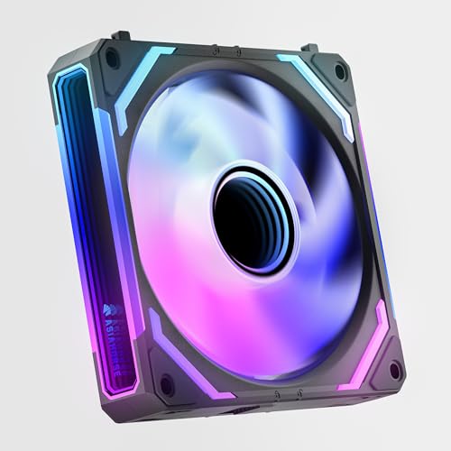 AsiaHorse COSMIQ RGB PC Lüfter 120MM Gehäuselüfter, ARGB Daisy Chain PC Lüfter [Infinity Mirror] [FDB] 2000 RPM/68,5 CFM/24 LEDS 4 Pin PWN & 5V 3Pin ARGB mit Controller. Schwarz von AsiaHorse