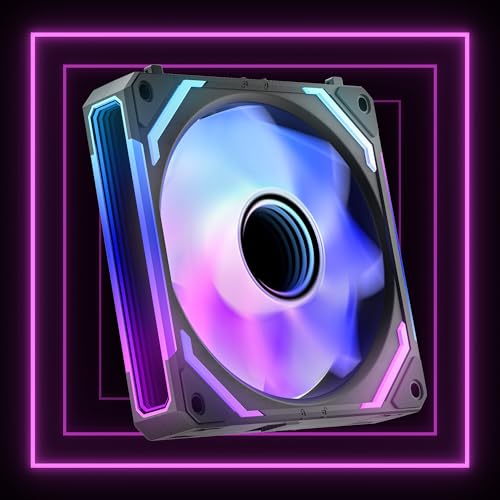 AsiaHorse COSMIQ RGB PC Lüfter 120MM Reverse Gehäuselüfter, ARGB Daisy Chain PC Lüfter [Infinity Mirror] [FDB] 2000 RPM/68,5 CFM/24 LEDS 4 Pin PWN & 5V 3Pin ARGB mit Controller. Schwarz von AsiaHorse