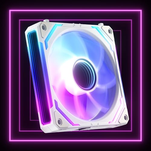 AsiaHorse COSMIQ RGB PC Lüfter 120MM Reverse Gehäuselüfter, ARGB Daisy Chain PC Lüfter [Infinity Mirror] [FDB] 2000 RPM/68,5 CFM/24 LEDS 4 Pin PWN & 5V 3Pin ARGB mit Controller. Weiß von AsiaHorse