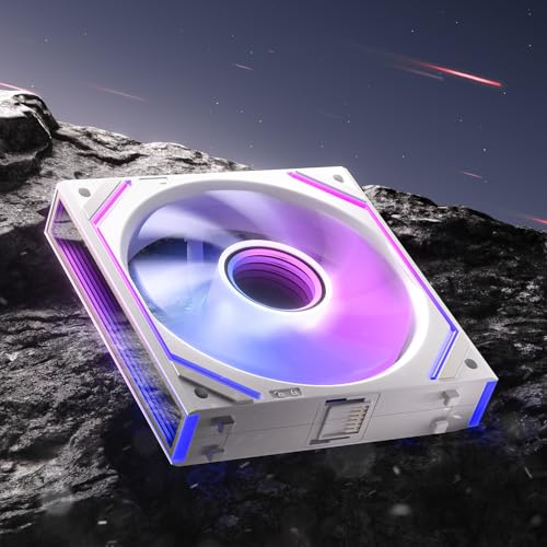 AsiaHorse DAWN Pro RGB PC Lüfter 120MM Gehäuselüfter, ARGB Daisy Chain PC Lüfter [Infinity Mirror] [HDB] 71 CFM/1850 RPM/2.6MMH2O 4 Pin PWN & 5V 3Pin ARGB für Asus Aura ASRock GIGABYTE MSI Weiß von AsiaHorse