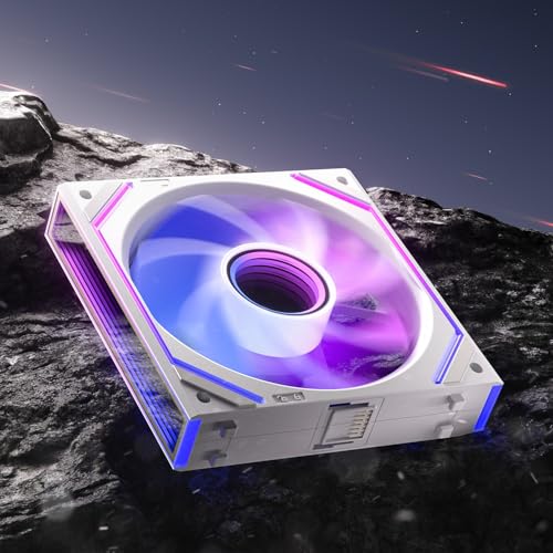 AsiaHorse DAWN Pro RGB PC Lüfter 120MM Reverse Gehäuselüfter, ARGB Daisy Chain PC Lüfter [Infinity Mirror] [HDB] 71 CFM/1850 RPM/2.6MMH2O 4 Pin PWN & 5V 3Pin ARGB für Asus Aura ASRock GIGABYTE Weiß von AsiaHorse