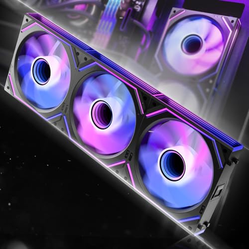 AsiaHorse DAWN Pro RGB PC Lüfter 120MM Reverse Gehäuselüfter 3 Stück, ARGB Daisy Chain PC Lüfter [Infinity Mirror] [HDB] 71 CFM/1850 RPM/2.6MMH2O 4 Pin PWN & 5V 3Pin ARGB für Asus Aura ASRock GIGABYTE von AsiaHorse