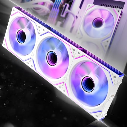 AsiaHorse DAWN Pro RGB PC Lüfter 120MM Reverse Gehäuselüfter 3 Stück, ARGB Daisy Chain PC Lüfter [Infinity Mirror] [HDB] 71 CFM/1850 RPM/2.6MMH2O 4 Pin PWN & 5V 3Pin ARGB für Asus Aura ASRock von AsiaHorse