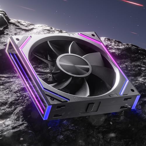 AsiaHorse DAWN RGB PC Lüfter 120MM Reverse Gehäuselüfter, ARGB Daisy Chain PC Lüfter [Infinity Mirror] [HDB] 71 CFM/1850 RPM/2.6MMH2O 4 Pin PWN & 5V 3Pin ARGB für Asus Aura ASRock GIGABYTE MSI von AsiaHorse