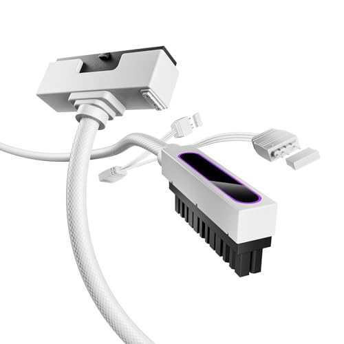 AsiaHorse Hydrus 24Pin PSU Kabelverlängerung L, PC 24 Pin Sleeved Cable für 24 Pin ATX [18AWG] Netzteil Cable Extensions, 5V 3Pin ARGB SYNC HYDRUS-24PIN-WHITE-T-30CM von AsiaHorse