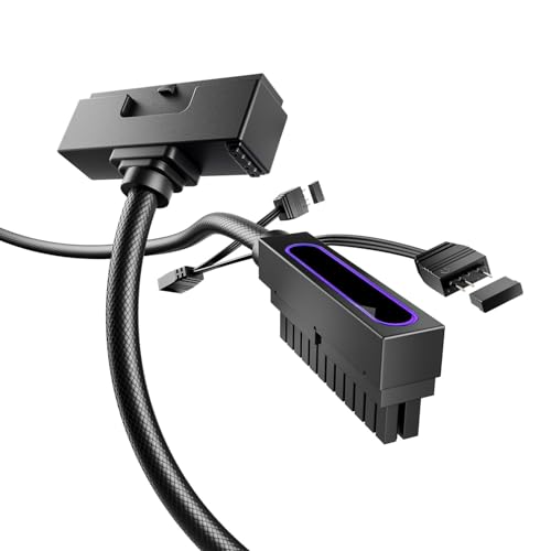 AsiaHorse Hydrus 24Pin PSU Kabelverlängerung R, PC 24 Pin Sleeved Cable Für 24 Pin ATX [18AWG] Netzteil Cable Extensions, 5V 3Pin ARGB SYNC HYDRUS-24PIN-BLACK-L-30CM von AsiaHorse