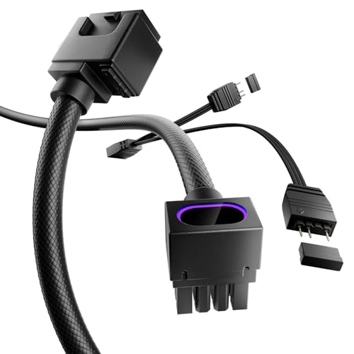 AsiaHorse Hydrus 8 Pin CPU PSU Kabelverlängerung, PC 8 Pin Sleeved Cable für CPU [18AWG] Netzteil Cable Extensions, 5V 3Pin ARGB SYNC HYDRUS-CPU-BLACK-A-30CM von AsiaHorse