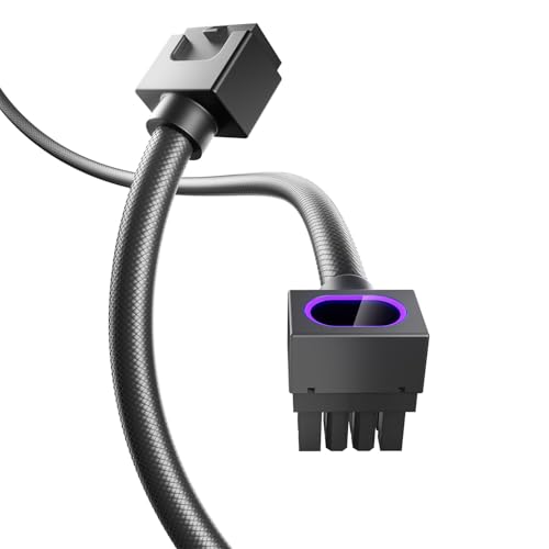 AsiaHorse Hydrus 8 Pin PSU Kabelverlängerung, PC 8 Pin Sleeved Cable für GPU[18AWG] Netzteil Cable Extensions, 5V 3Pin ARGB SYNC HYDRUS-8PIN-GPU-BLACK-A-30CM von AsiaHorse