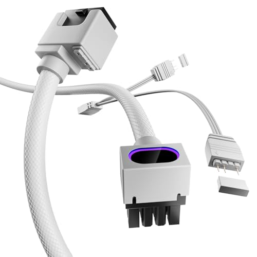 AsiaHorse Hydrus 8Pin PSU Kabelverlängerung, PC 8 Pin Sleeved Cable Für 8 Pin CPU [18AWG] Netzteil Cable Extensions, 5V 3Pin ARGB SYNC HYDRUS-8PIN-CPU-WHITE-A-30CM von AsiaHorse