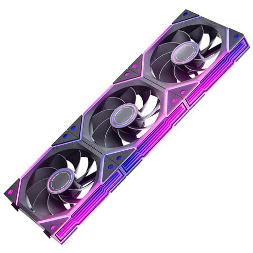 AsiaHorse NyotaUltra ARGB PC Lüfter 120MM Reverse Gehäuselüfter 3 Stück, RGB Daisy Chain PC Lüfter [Infinity Mirror] [HDB] 58.5 CFM/2000 RPM/2.07MMH2O 4 Pin PWN & 5V 3Pin ARGB für Asus Aura MSI von AsiaHorse