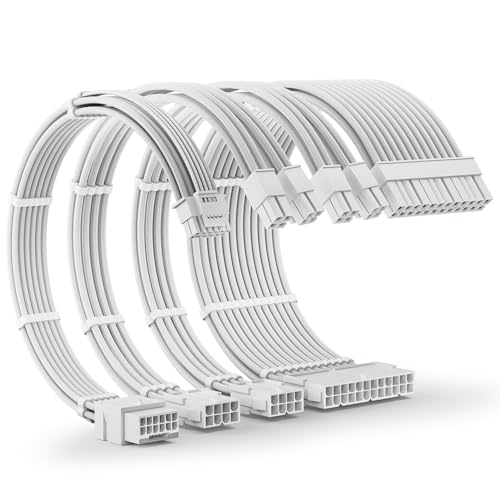 AsiaHorse PCIE 5.0 12VHPWR PSU Kabelverlängerung Kit [16AWG] Stromversorgungskabel Verlängerung-1x 24 Pin ATX /2x 8Pin (4+4) EPS für CPU / 1x16(12+4) Pin 12VHPWR Kabel für GPU 4090/5070/5080/5090 30CM von AsiaHorse