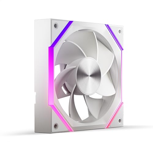 AsiaHorse RGB PC Lüfter 120MM Reverse Gehäuselüfter [HDB] 61,5 CFM/2000 RPM/2,16 MMH2O 5V3PIN ARGB und 12V4PIN PWM Lüfter, 50,000 Stunden Lebensdauer Nyota-A12-R-Weiß von AsiaHorse