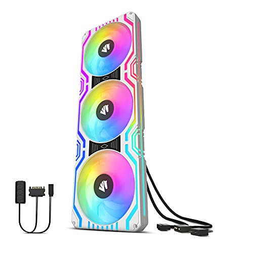 AsiaHorse 3 in 1 PC Gehäuselüfter, 3 * 120mm ARGB PC Lüfter mit 56 Adressierbare LEDs, CPU Gehäuse Lüfter mit PWM Control, Computer Cooler Fan for Motherboard Aura Sync, 800-1800 RPM, Weiß von AsiaHorse