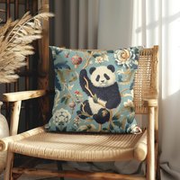 Pillow, Asian Inspired William Morris Design With Panda, Home Decor Accent, Sofa Cushion, Unique Gift For Grandma, Housewarming Gift von AsiaSpirits