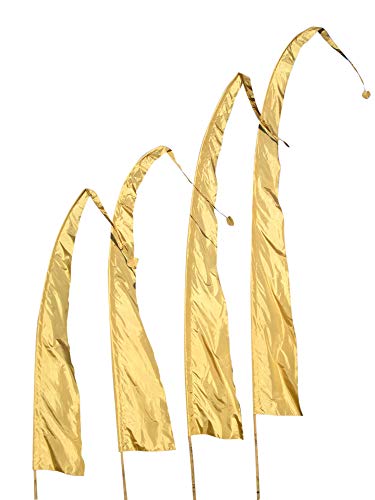 Asiastyle Balifahne | Farbe: Gold | 6 Meter lang | ohne Stange | aus echtem Satin | Originale Umbul Fahne von Asiastyle