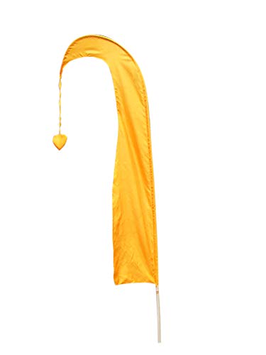 Asiastyle Balifahne | Farbe: Hellorange | 200 cm lang | MIT BAMBUSSTANGE | aus echtem Satin | Originale Umbul Fahne von Asiastyle