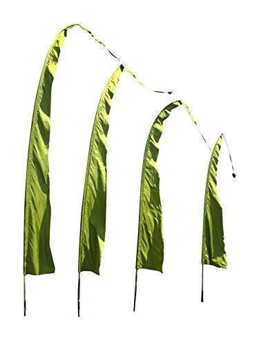 Asiastyle Balifahne | Farbe: jadegrün | 4 Meter lang | MIT Stange | aus echtem Satin | Originale Umbul Fahne von Asiastyle