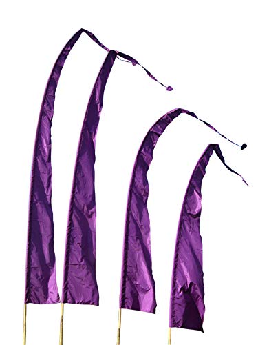 Asiastyle Balifahne | Farbe: violett | 6 Meter lang | MIT Stange | aus echtem Satin | Originale Umbul Fahne von Asiastyle