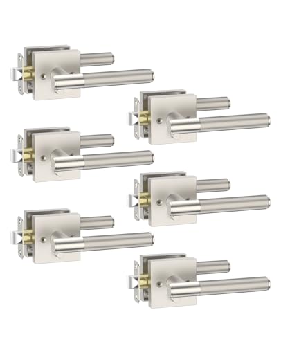 Asidrama Türgriffe aus gebürstetem Satin-Nickel, Türdrücker mit Türknäufen für den Innen- und Außenbereich, gebürstetes Satin-Nickel, Türgriffe innen mit Schlössern für linke und rechte Türen, 6 Stück Asidrama Türgriffe aus gebürstetem Satin-Nickel, Türdrücker mit Türknäufen für den Innen- und Außenbereich, gebürstetes Satin-Nickel, Türgriffe innen mit Schlössern für linke und rechte Türen, 6 Stück von Asidrama