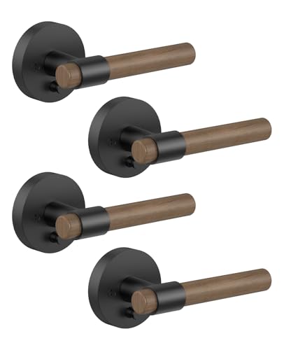 Asidrama Türgriffe für den Innenbereich aus Massivholz, robust, für Schlafzimmer oder Badezimmer, Türgriffe innen mit Schlössern für linke und rechte Türen, 4 Stück von Asidrama