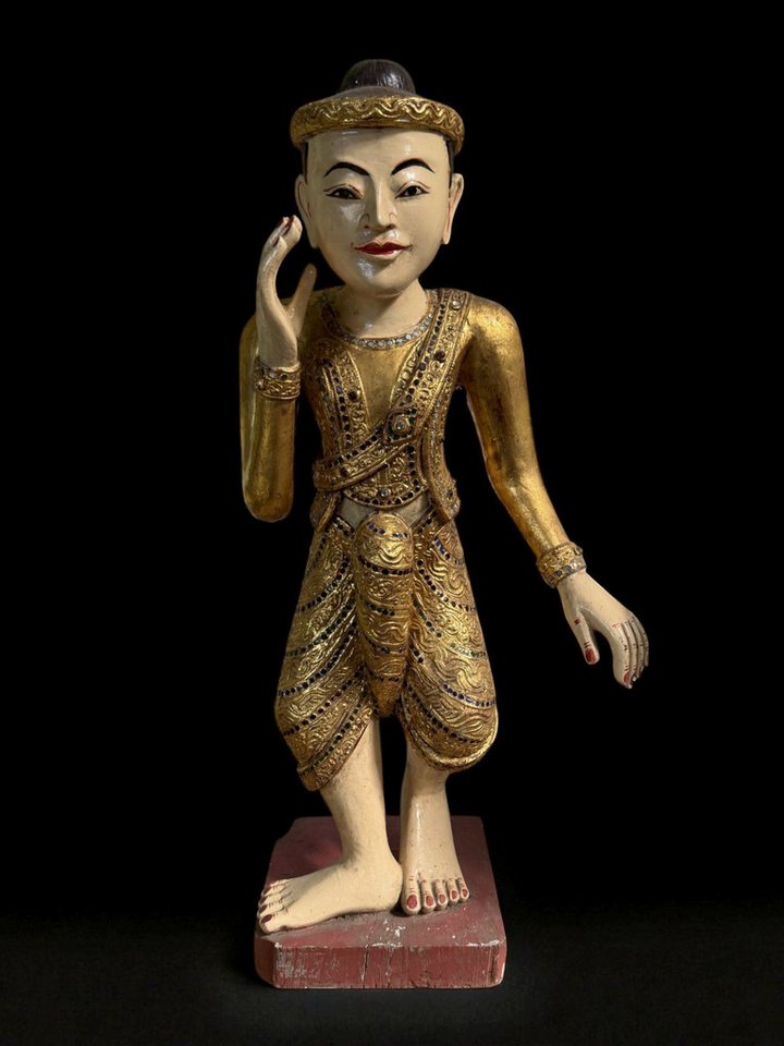Asien LifeStyle Buddhafigur Alte Nat Skulptur aus Burma - Teak Holz Statue von Asien LifeStyle