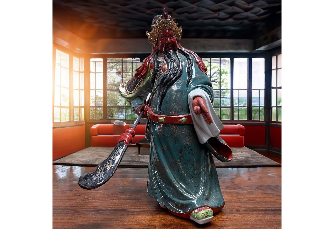 Asien LifeStyle Buddhafigur Guan Yu China Krieger Porzellan Figur chinesischer Soldat Skulptur von Asien LifeStyle